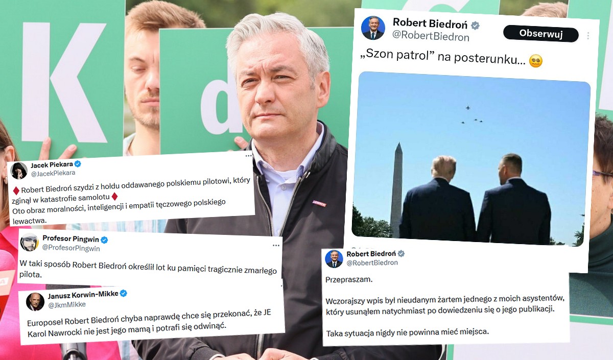 Biedroń przeprasza za swój wpis o "szon patrol", winę zwala na jednego z asystentów