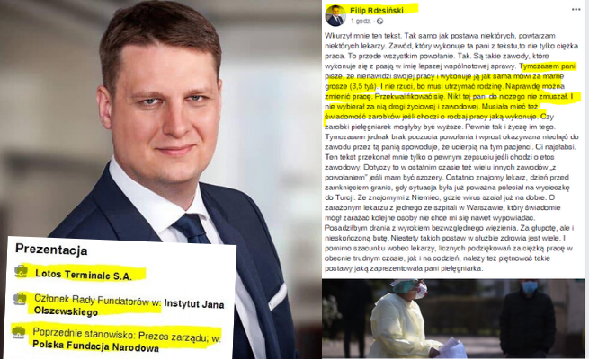 Wiceprezes z Lotosu do pielęgniarki zarabiającej 3,5 tysiąca: można zmienić pracę, nikt tej pani nie zmuszał