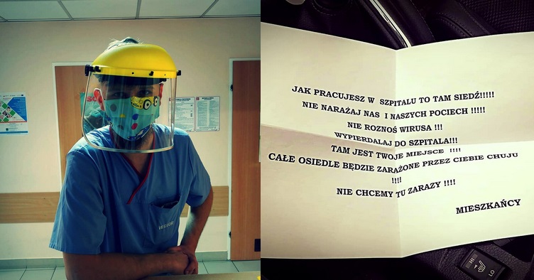 Kartka dla medyka: ratownik z Jastrzębia-Zdroju ma "wypier*** do szpitala", bo "zarazi całe osiedle"