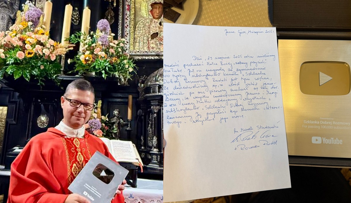 Ksiądz diecezji bielsko-żywieckiej otrzymał srebrny przycisk od YouTube'a i zawierzył go Matce Bożej