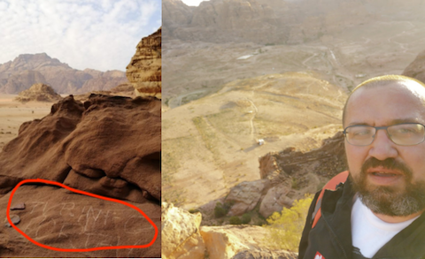 Pracownik TVP napisał "TVP Info" na skałach w parku narodowym