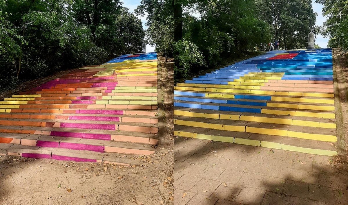 Toruń: studenci pomalowali schody na kolorowo, ale tu jest Polska i mają z powrotem odmalować na szaro