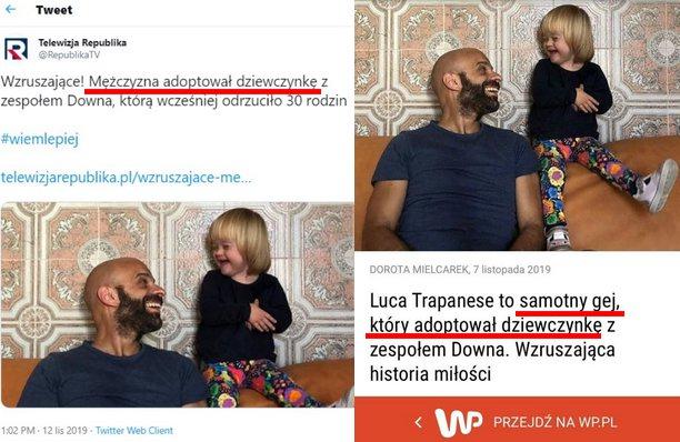 Telewizja Republika skasowała artykuł, gdy dowiedziała się, że samotny ojciec jest gejem