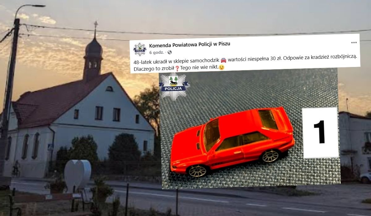 Fot. Google Maps @Damian Kawecki / Komenda Powiatowa Policji w Piszu / Facebook @Komenda Powiatowa Policji w Piszu