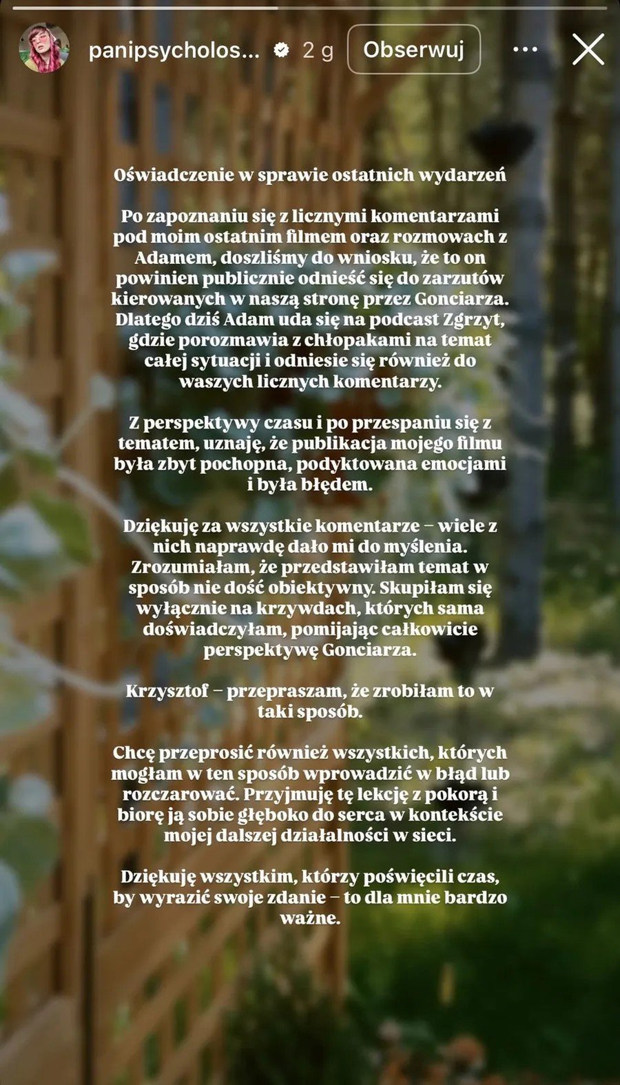 fot. Instagram @panipsycholoszka