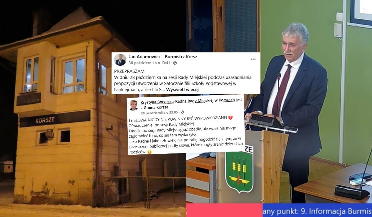 Fot. Google Maps @Krzysztof T / Radni.tv / Facebook @Jan Adamowicz - Burmistrz Korsz , @Krystyna Borzęcka-Radna Rady Miejskiej w Korszach